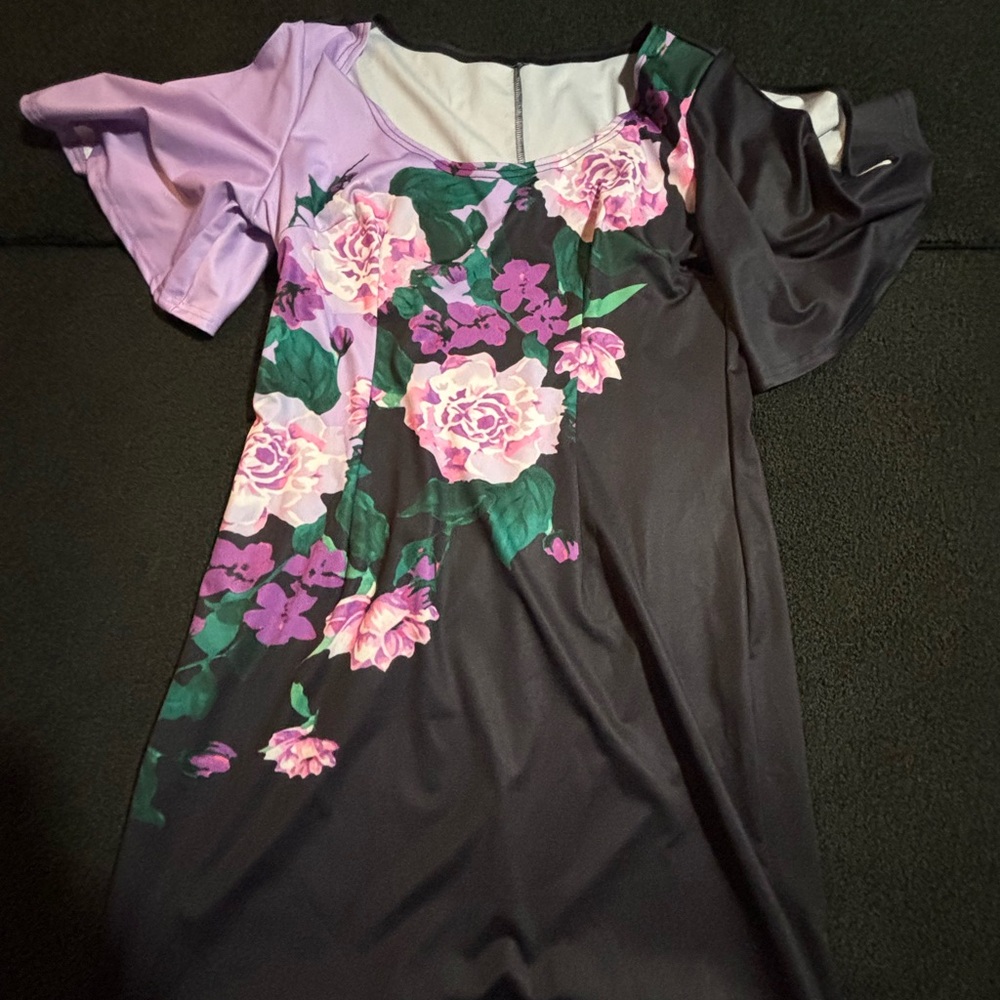 Floral Dress with Purple and Pink Accents